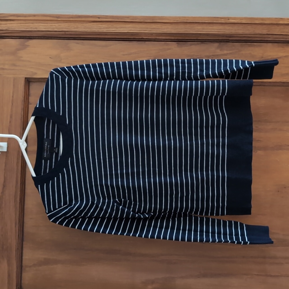 Banana Republic Women's Forever Sweater Blue and White Striped, Size Small